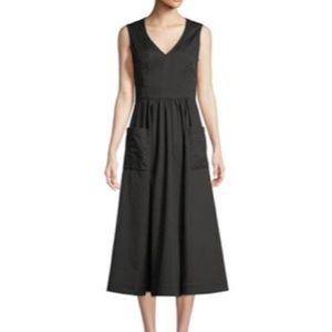 Co V-neck Sleeveless black dress with side pockets